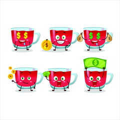 Poster - Rooibos tea cartoon character with cute emoticon bring money. Vector illustration