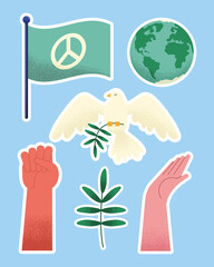 Sticker - peace day six icons