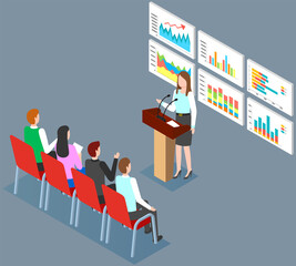 Poster - Visualize with business analytics. Work with statistical data analysis, changing indicators. Analyze statistical indicators, business data. Marketing research for presentation. Data financial report
