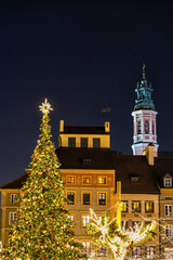 Wall Mural - Christmas In Old Town Of Warsaw At Night