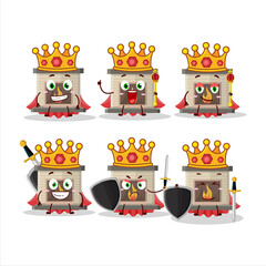 Sticker - A Charismatic King house fireplaces with fire cartoon character wearing a gold crown