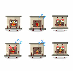 Sticker - Cartoon character of house fireplaces with fire with sleepy expression