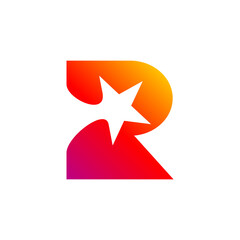 Wall Mural - gradient letter R and stars logo design