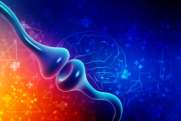 Poster - Synapse and Neuron cells sending electrical chemical signals. 3d rendering