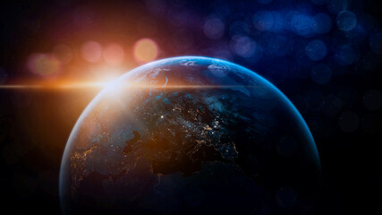 Global connection The best in the world of wireless connections. Best Global Business Internet Ideas from Artificial Intelligence Concept. Map of the planet. Elements of this image furnished by NASA.