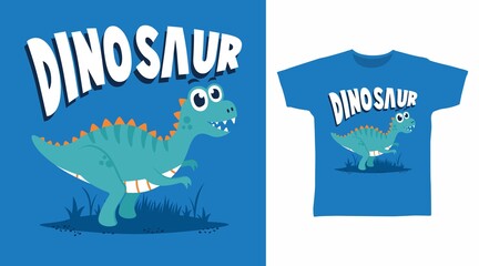 Wall Mural - Funny dinosaur illustration t-shirt design vector concept.