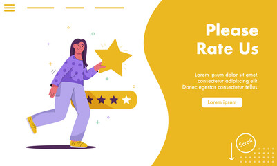 Vector landing page of Please Rating Us concept