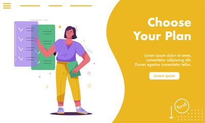 Vector landing page of Choose plan concept