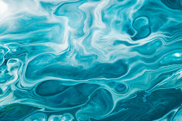 Poster - Blue liquid marble background DIY flowing texture experimental art