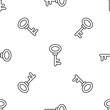 © vector_v - Grey line House key icon isolated seamless pattern on white background. Vector