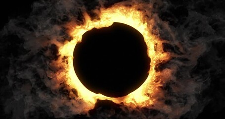 Poster - pyrotechnic, flaming ring with circular motion. ring of fire and flames, inferno, teleportation gate