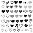 collections of Heart Silhouette shape Hand drawn Brush vector Illustration Eps 10