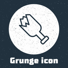 Sticker - Grunge line Broken bottle as weapon icon isolated on grey background. Monochrome vintage drawing. Vector