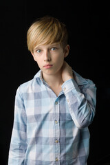 Portrait of attractive blond teenage boy