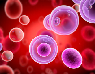 Wall Mural - t cells attacking cancer cells, 3d illustration