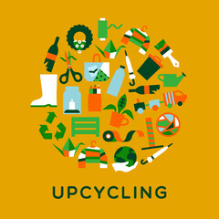 Sticker - Upcycling green modern flat icon upcycle concept