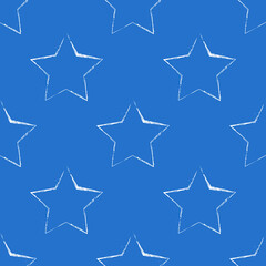 Aufkleber - Blue background and white stars. Vector grunge stars wallpaper.