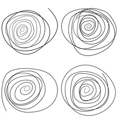 Poster - Four spirals isolated. Simple hand drawn twirl. Vector set.