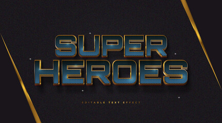 Wall Mural - luxury blue and gold text style with 3d embossed effect. editable text style effect