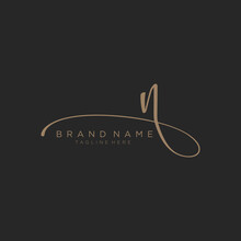 Letter N Gold Handwritten Logo Vector Design Template. Black Background.