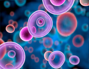 Wall Mural - t cells attacking cancer cells, 3d illustration