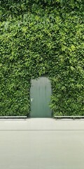 a door and a green wall made of living plants