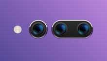 Camera Phone Lens Mobile 3d Vector Icon. Smart Phone Camera Lense Back Concept