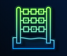 Wall Mural - Glowing neon line Tic tac toe game icon isolated on blue background. Vector