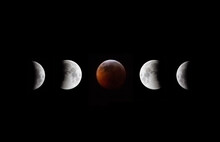 Lunar Eclipse Full Moon Space Multiple Exposure