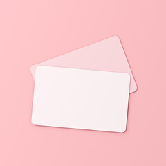 Poster - Blank business card isolated on pink pastel color background minimal conceptual 3D rendering