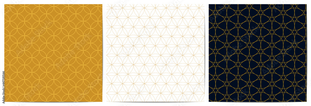 Set of abstract geometric seamless pattern circle overlapping luxury of ...