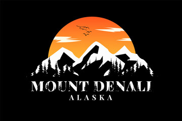 Wall Mural - T-shirt mountain denali silhouette alaska