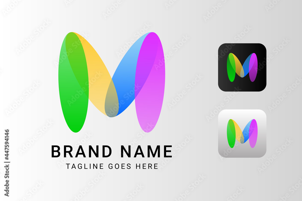 letter M abstract overlapping ellipse shape colorful vector logo design ...