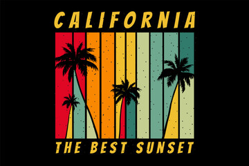 beach sunset california tree retro style