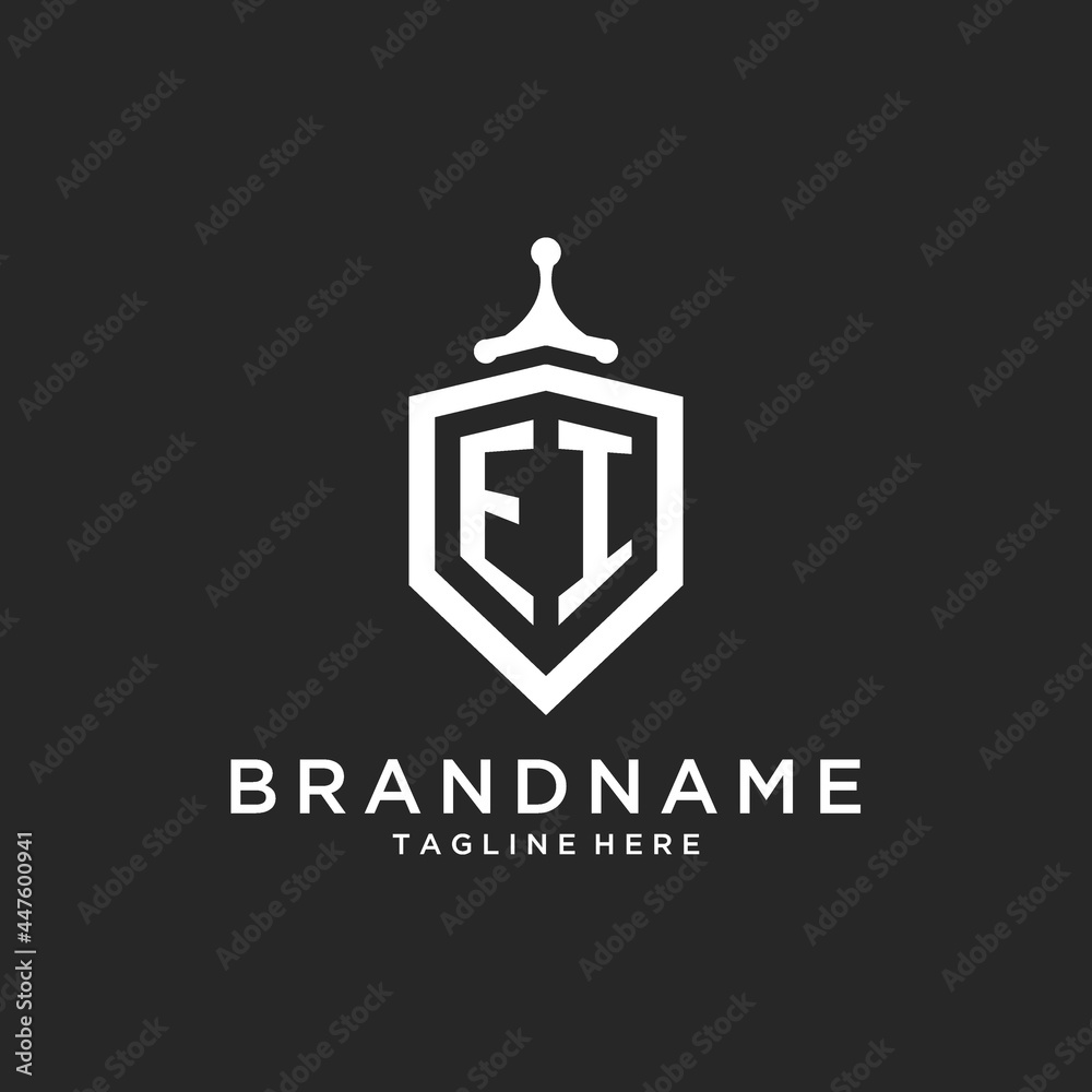 EI monogram logo initial with shield guard shape design Stock Vector ...