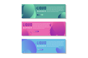 Poster - Fluid color covers set. gradient green, pink and blue. Colorful liquid shapes. Vector design layout for horizontal banner, header templates, web banners, posters for sale, pastel background. dot