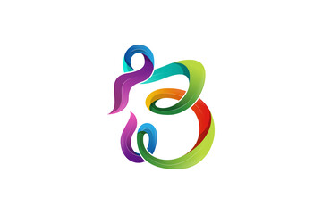 Poster - colorful Letter B gradient 3d logo vector, multi colour letter icon template. horizontal layout background with white color