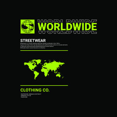 Worldwide writing design, suitable for screen printing t-shirts, clothes, jackets and others