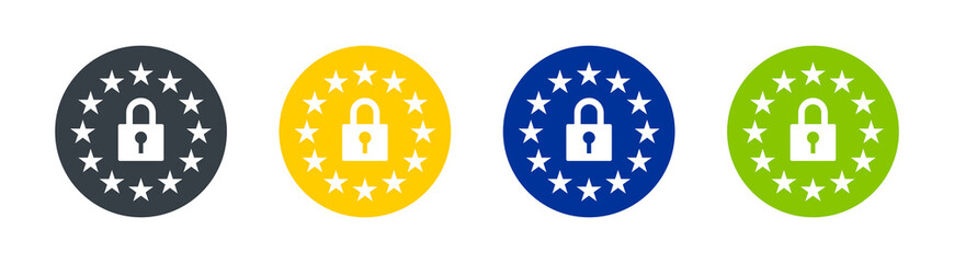 Poster - Euro security padlock icon set. GDPR icon vector illustration.