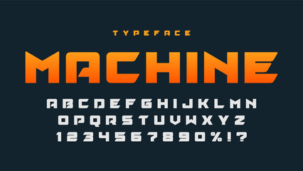 Poster - Racing display font design, dynamic alphabet, letters and numbers
