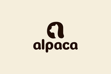 Wall Mural - alpaca logo with alpaca image combined with letter A as the icon.