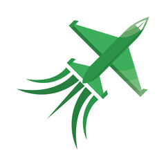 Sticker - green flying airplane