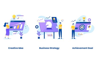 Canvas Print - flat illustration of business planning concept vector set. illustrations for websites, landing pages