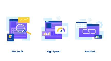 Wall Mural - search engine optimization concept vector illustration set. Illustrations for websites, landing pages, mobile applications, posters and banners.