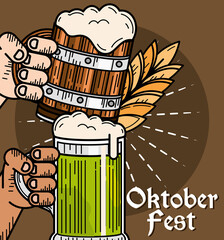 Sticker - oktoberfest hands with beers