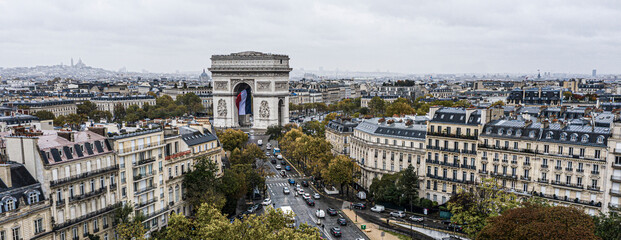 Aerial view of Arc de Triomphe, Paris