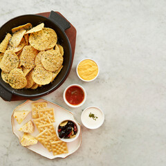 Wall Mural - Cheese, crackers and nacho chips 