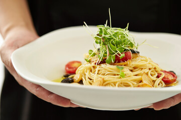 Poster - aglio olio pasta on a plate 