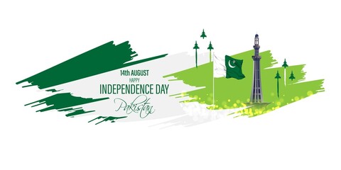 Wall Mural - vector illustration for Pakistan independence day-14 august