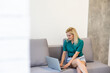 © Angelov - Businesswoman making video call to business partner using laptop. Close-up rear view of young woman having discussion with corporate client. Remote job interview, consultation, human resources concept